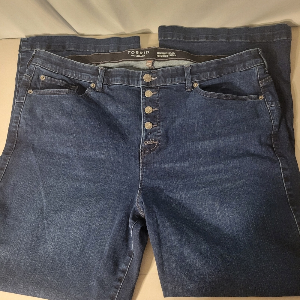 Torrid High Rise Dark Blue Flare Jeans Size 24w Host Pick